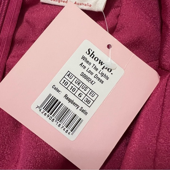 Showpo Maxi Dress Women’s Size 6 Satin Hot Pink Slit Front Sleeveless Gown B20 - Picture 9 of 12